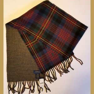 POLO RALPH LAUREN contrast PLAID HERINGBONE scarf